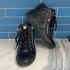 Chanel high top black sneakers